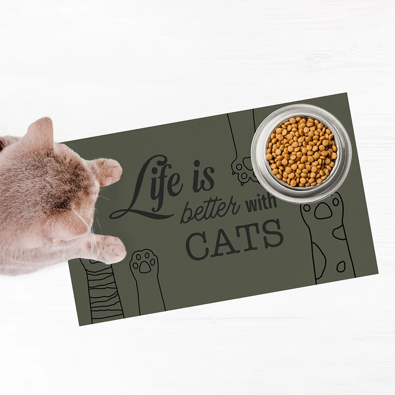 Tappetino per ciotola in vinile Life Cat