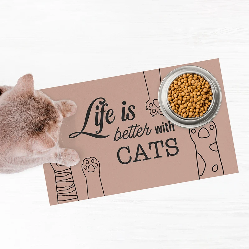 Tappetino per ciotola in vinile Life Cat
