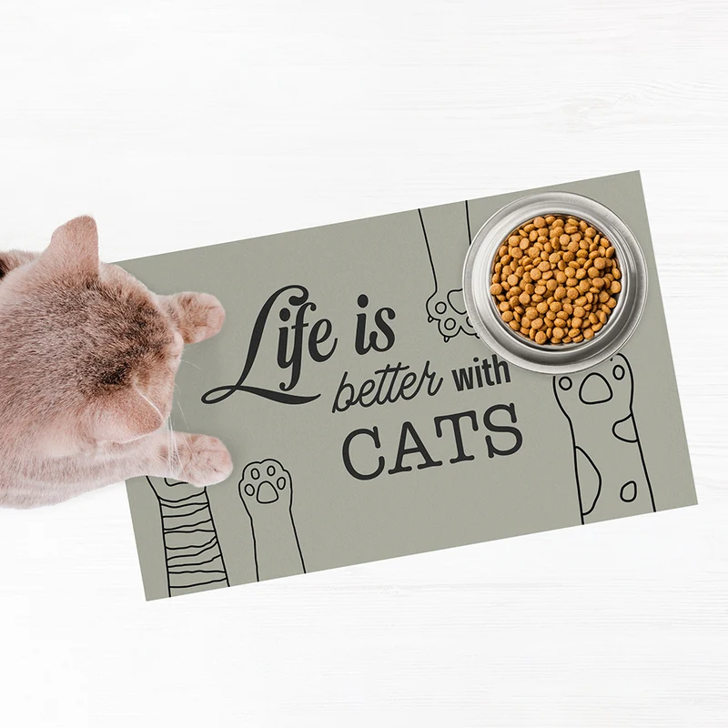 Tappetino per ciotola in vinile Life Cat