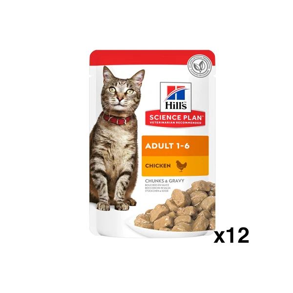 Hill's Science Plan Adult Alimento per Gatti al Pollo Bustina X12