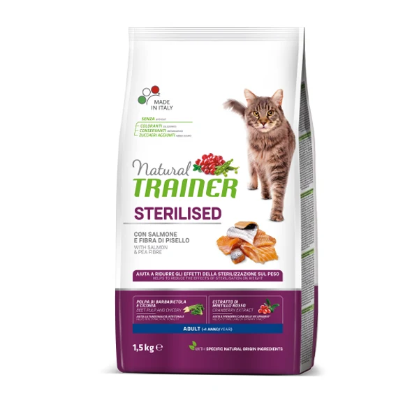 Natural Trainer Gatto Sterilised Adult con Salmone