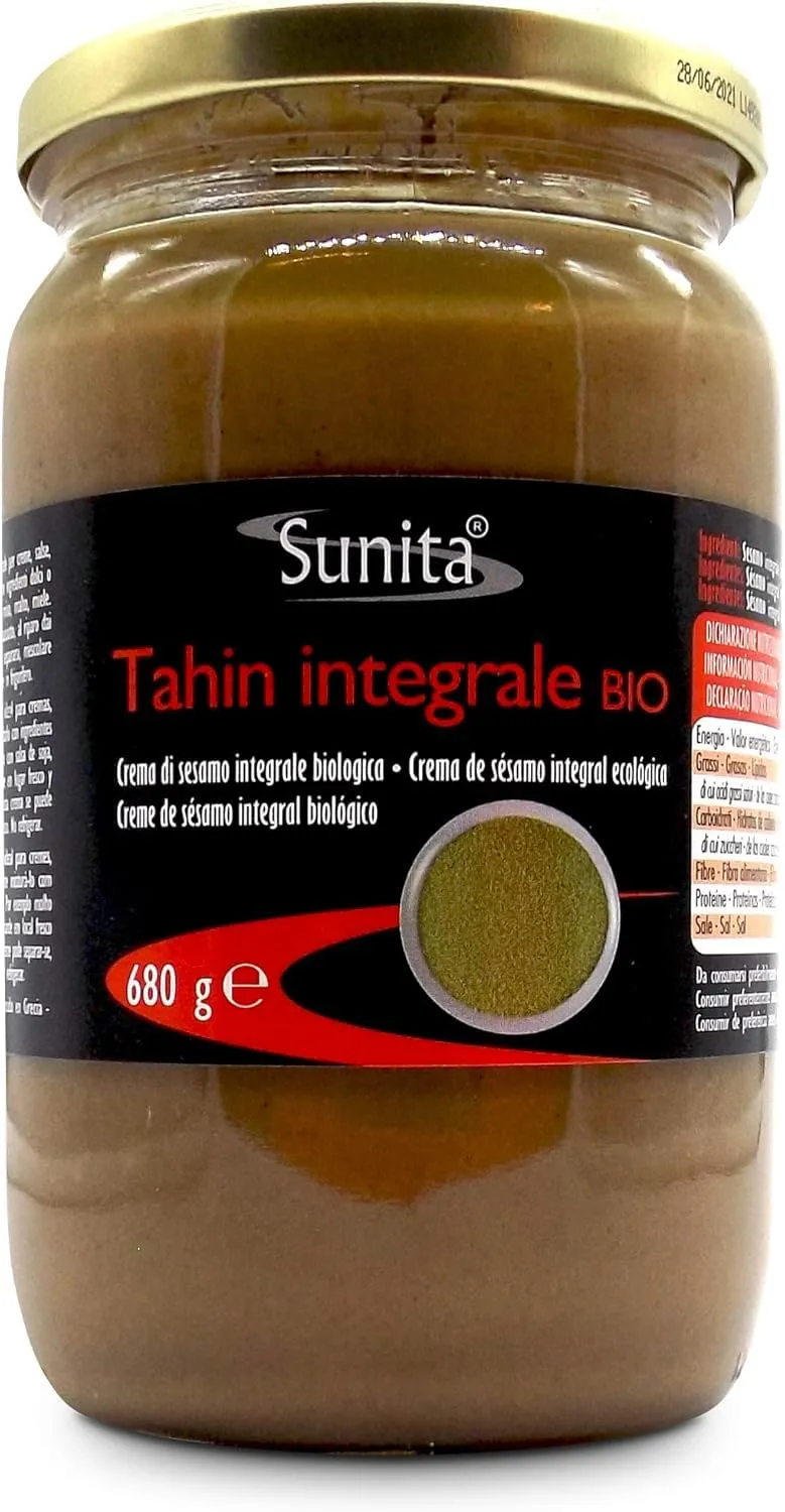 Sunita Crema di Tahini Integrale Biologica - Premium Tahina Crema di Sesamo - Salsa di Tahini Ricca e Cremosa per Hummus e Salse - 680g