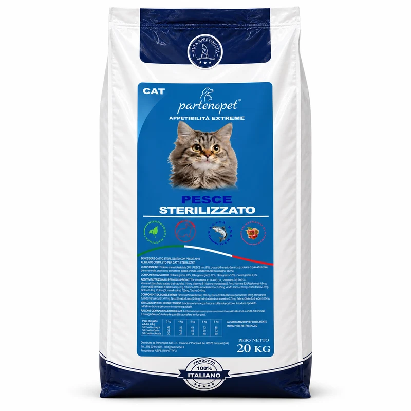 Partenopet Crocchette Gatti Sterilizzati al Pesce 20 kg