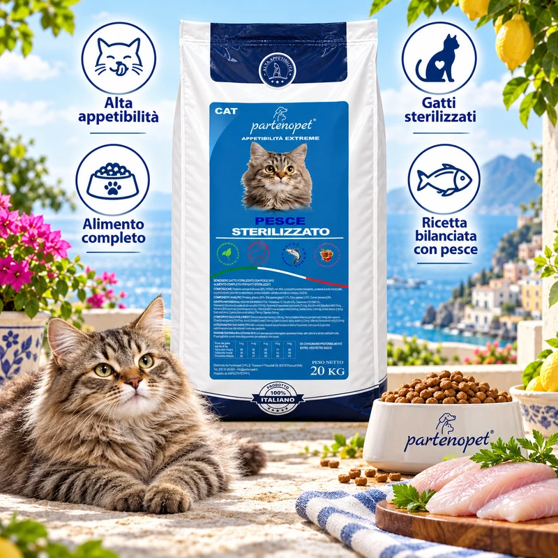 Partenopet Crocchette Gatti Sterilizzati al Pesce 20 kg