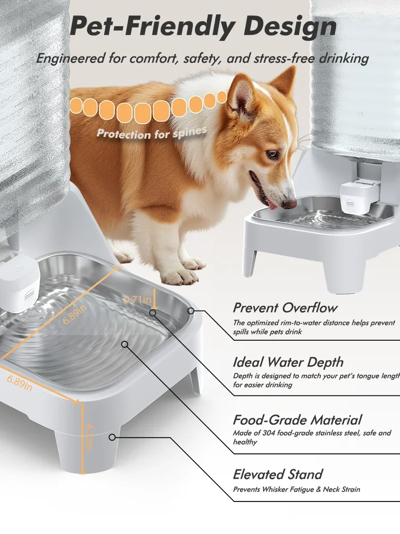 Furpipi Dispenser Acqua Automatico 8L per Cani e Gatti con Filtro e Vaschetta Inox