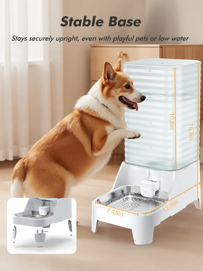 Furpipi Dispenser Acqua Automatico 8L per Cani e Gatti con Filtro e Vaschetta Inox