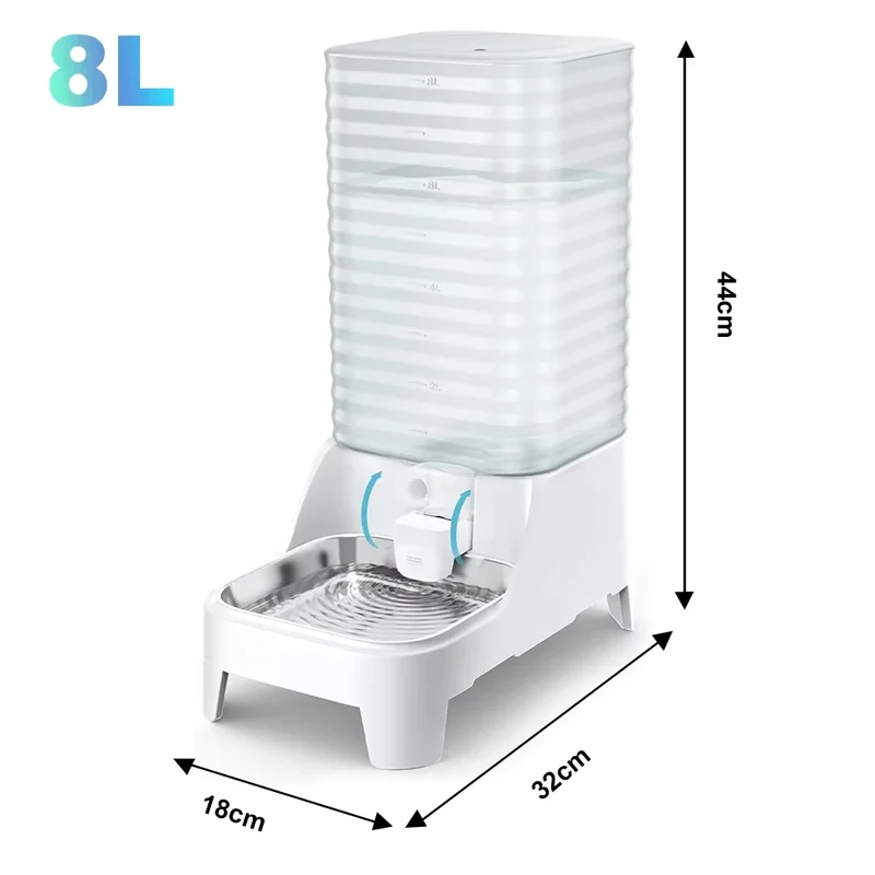 Furpipi Dispenser Acqua Automatico 8L per Cani e Gatti con Filtro e Vaschetta Inox