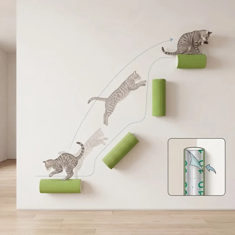 Tiragraffi Adesivo da Parete per Gatti 50×10 cm | Verticale Salvaspazio
