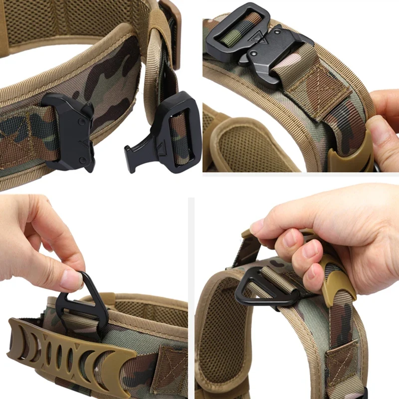 Collare Tattico per Cani Grandi in Nylon 1000D con Doppia Fibbia Metallica e Maniglia
