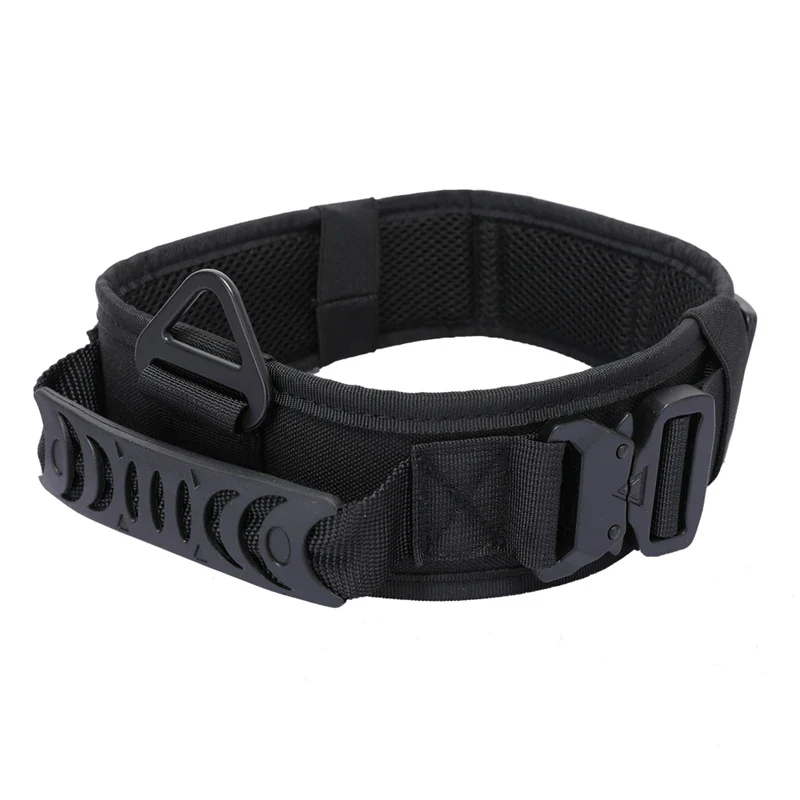 Collare Tattico per Cani Grandi in Nylon 1000D con Doppia Fibbia Metallica e Maniglia