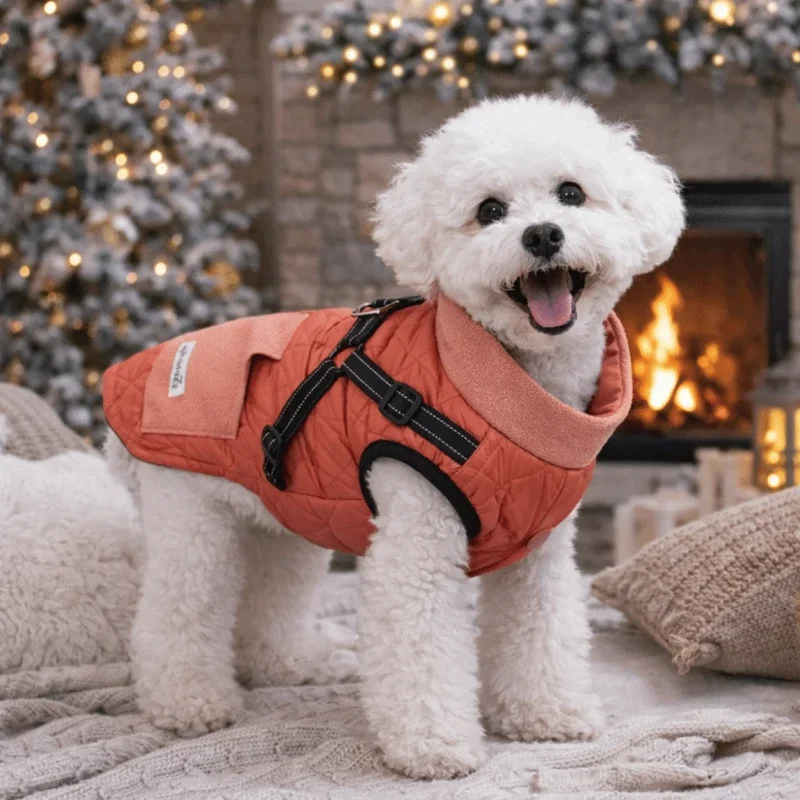 Cappotto Invernale per Cani con Pettorina Riflettente – Imbottito e Caldo in Pile S-2XL