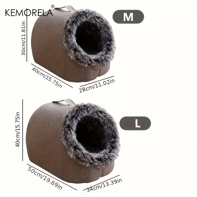 KEMORELA Cuccia Igloo Invernale per Gatti – Casetta Calda e Morbida in Peluche – Taglie M e L