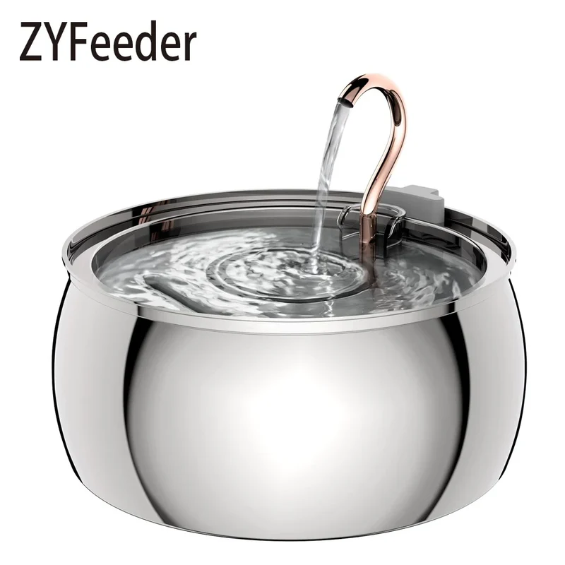 ZYFeeder Fontanella per Gatti e Cani 4L in Acciaio Inox 304 con Filtro e Indicatore Livello
