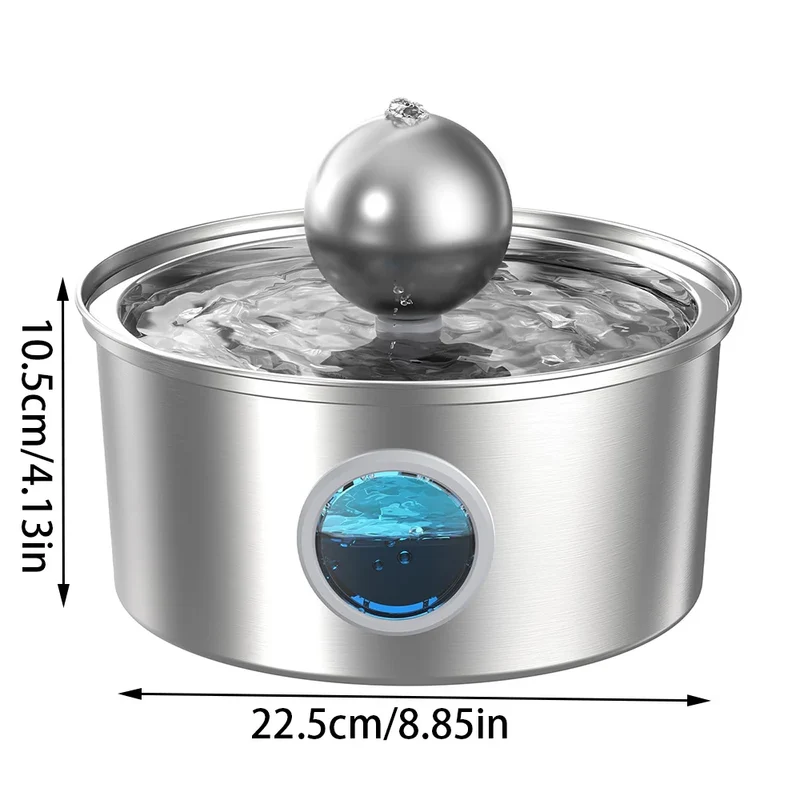ZYFeeder Fontanella per Gatti e Cani 4L in Acciaio Inox 304 con Filtro e Indicatore Livello