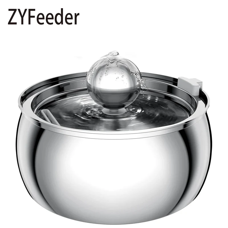 ZYFeeder Fontanella per Gatti e Cani 4L in Acciaio Inox 304 con Filtro e Indicatore Livello