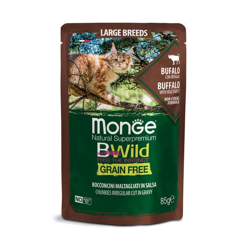 Monge BWild - Large Breeds - Grain Free - Bocconcini maltagliati in salsa – Bufalo con Ortaggi – Large Breed All Life Stage 85gr