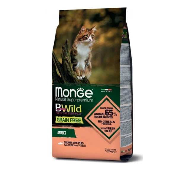 Monge Bwild Grain Free Gatto Adult Salmone e Piselli