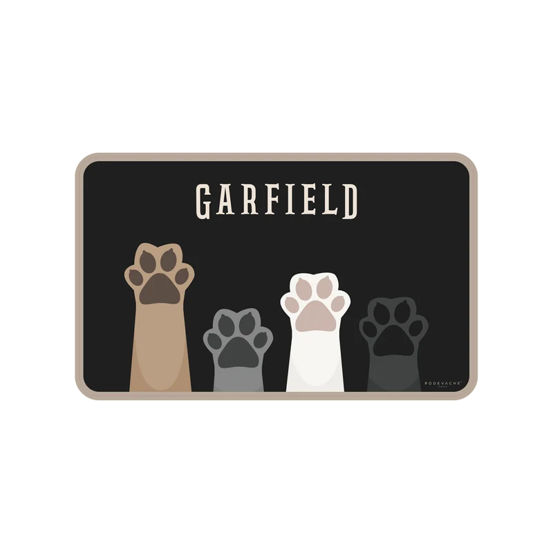 Tappetino per ciotola in vinile personalizzabile Cat Paws - Nero