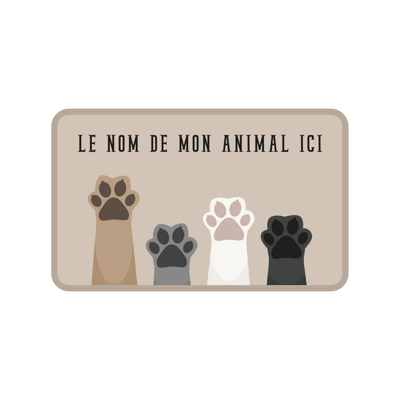 Tappetino per ciotola in vinile personalizzabile Cat Paws - Beige