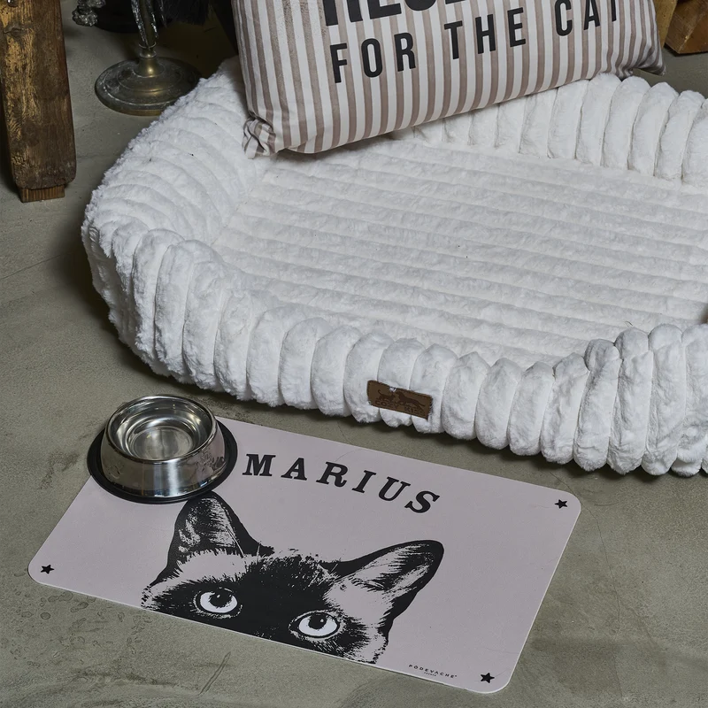 Tappetino per ciotola in vinile personalizzabile Mistigri - Beige