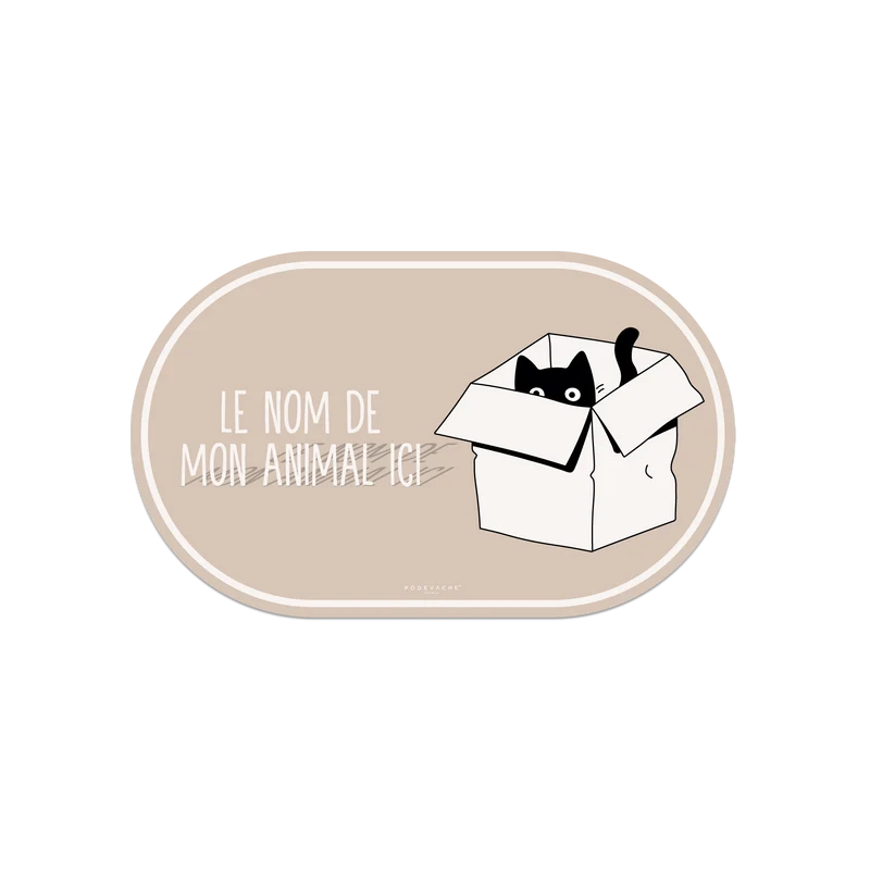 Tappetino per ciotola in vinile personalizzabile Cat Box - Beige