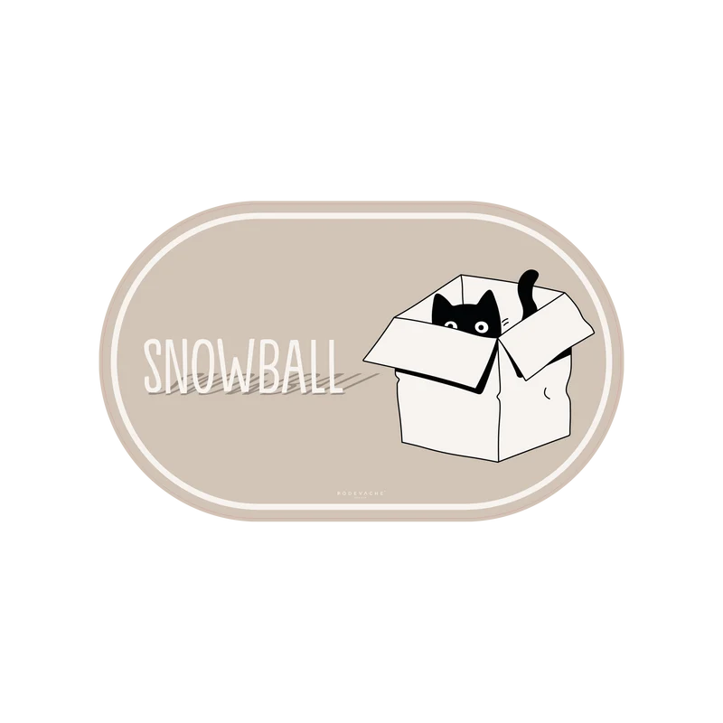 Tappetino per ciotola in vinile personalizzabile Cat Box - Beige