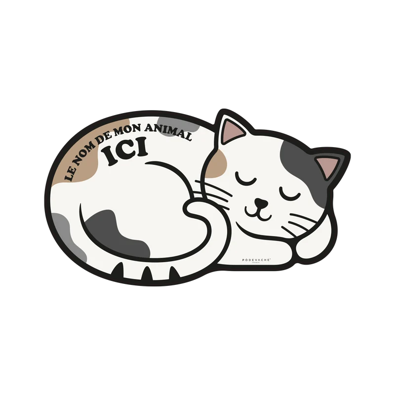 Tappetino per ciotola in vinile personalizzabile Sleeping Cat - Bianco