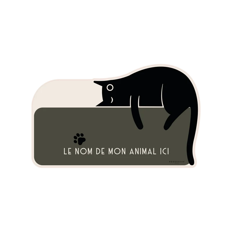 Tappetino per ciotola in vinile personalizzabile Lazy Cat - Khaki