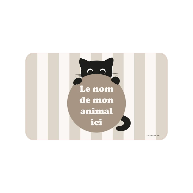 Tappetino per ciotola in vinile personalizzabile Round Kitten - Beige
