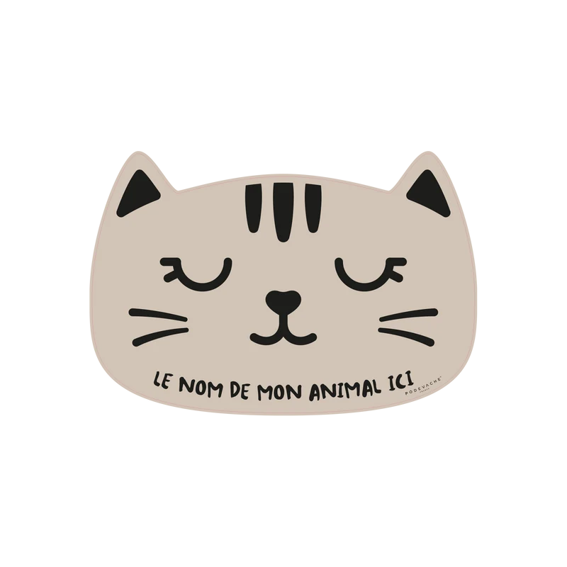Tappetino per ciotola in vinile personalizzabile Oh My Cat - Beige