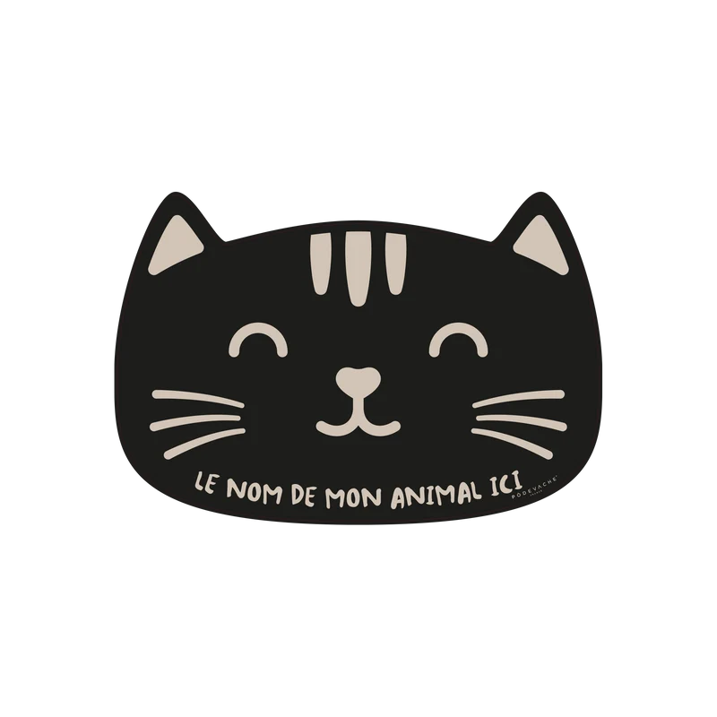 Tappetino per ciotola in vinile personalizzabile Oh My Cat - Nero