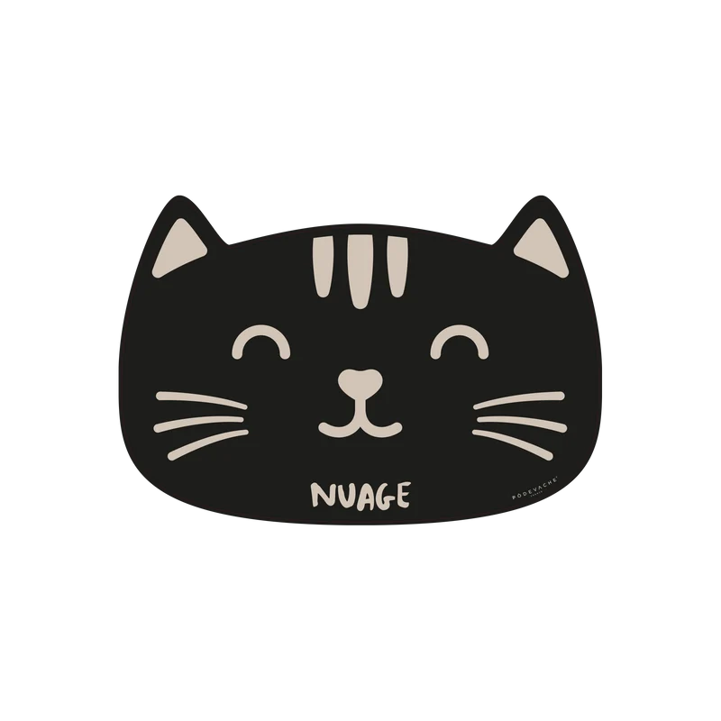 Tappetino per ciotola in vinile personalizzabile Oh My Cat - Nero