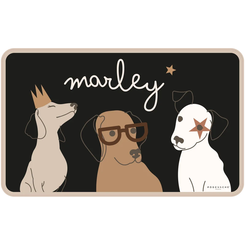 Tappetino per ciotola in vinile personalizzabile Star Dogs - Nero