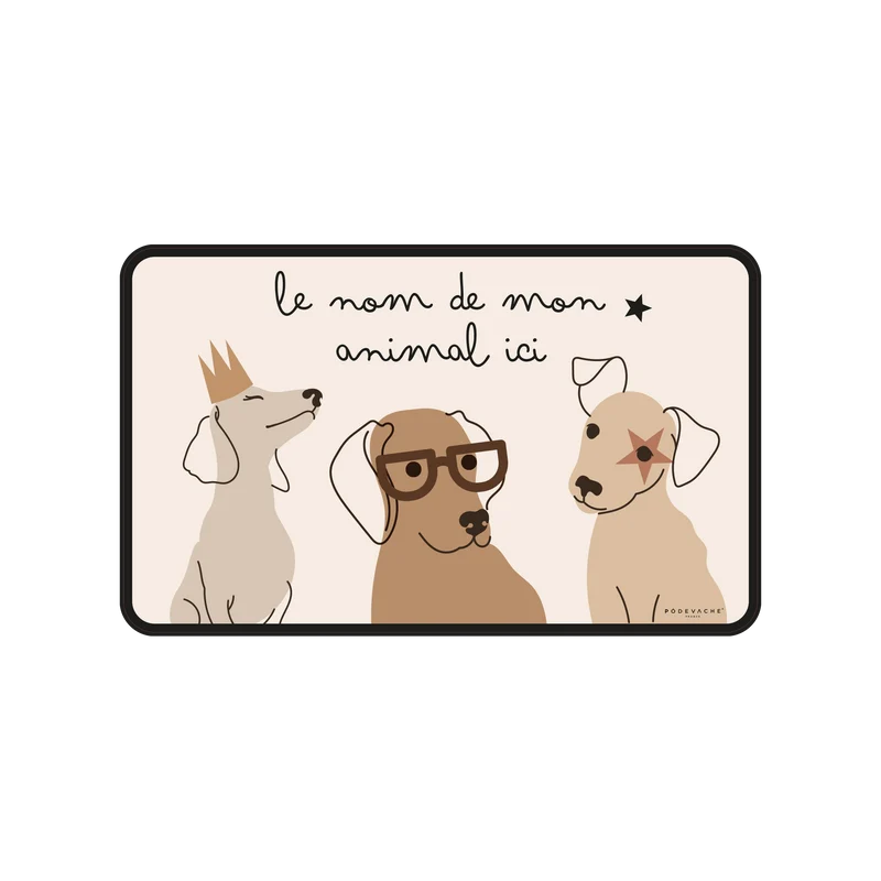 Tappetino per ciotola in vinile personalizzabile Star Dogs - Beige