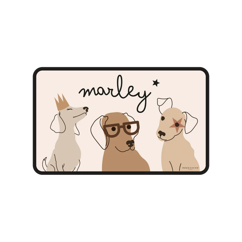 Tappetino per ciotola in vinile personalizzabile Star Dogs - Beige