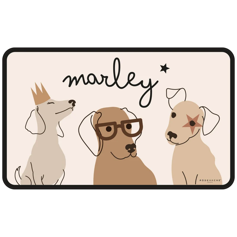 Tappetino per ciotola in vinile personalizzabile Star Dogs - Beige