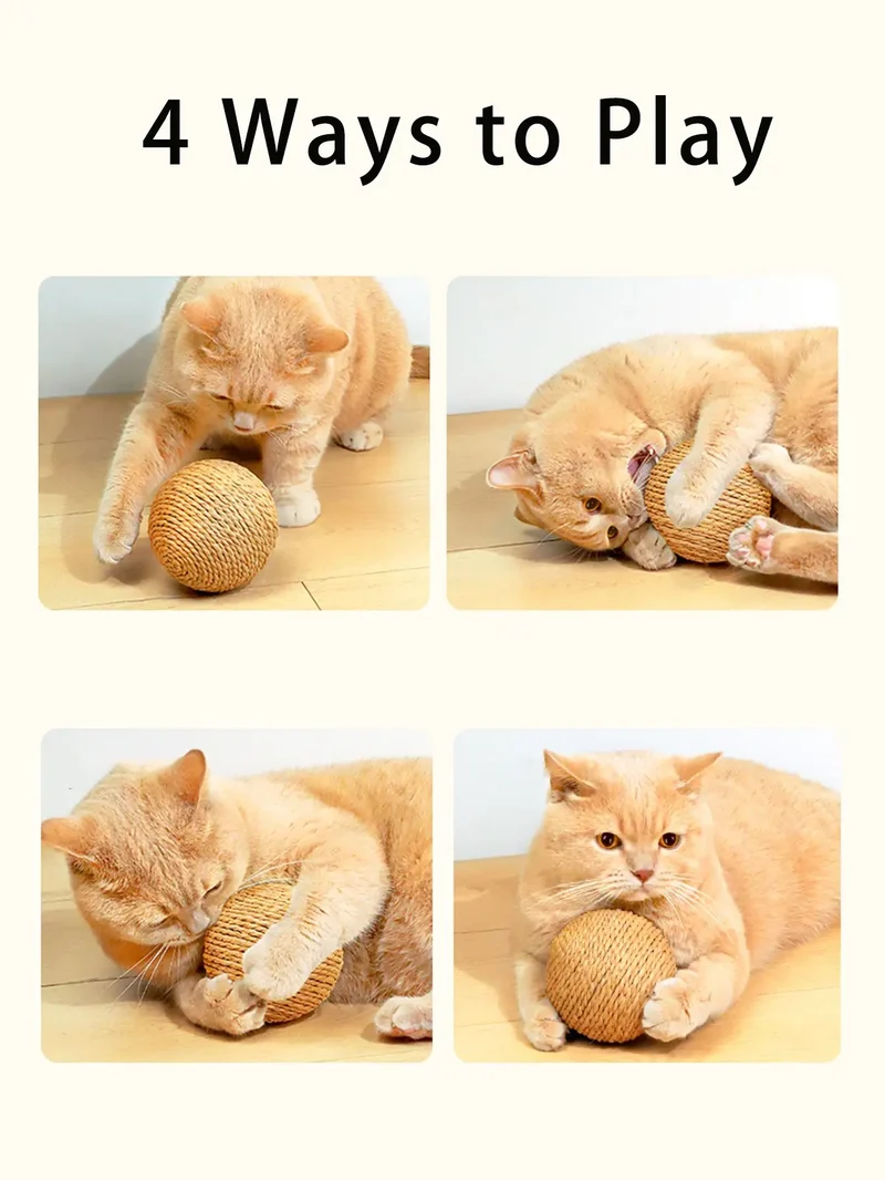Palla Tiragraffi per Gatti in Sisal 10 cm – Gioco Interattivo da Mordere e Graffiare