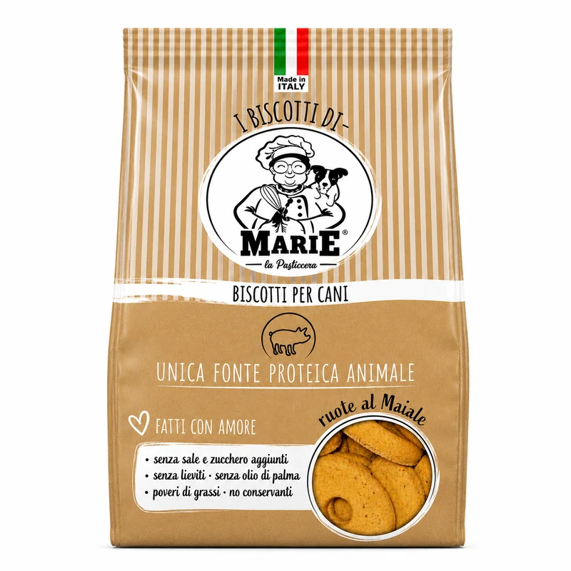Biscotti per Cani al Maiale 300 g – I Biscotti di Marie Ruote al Maiale