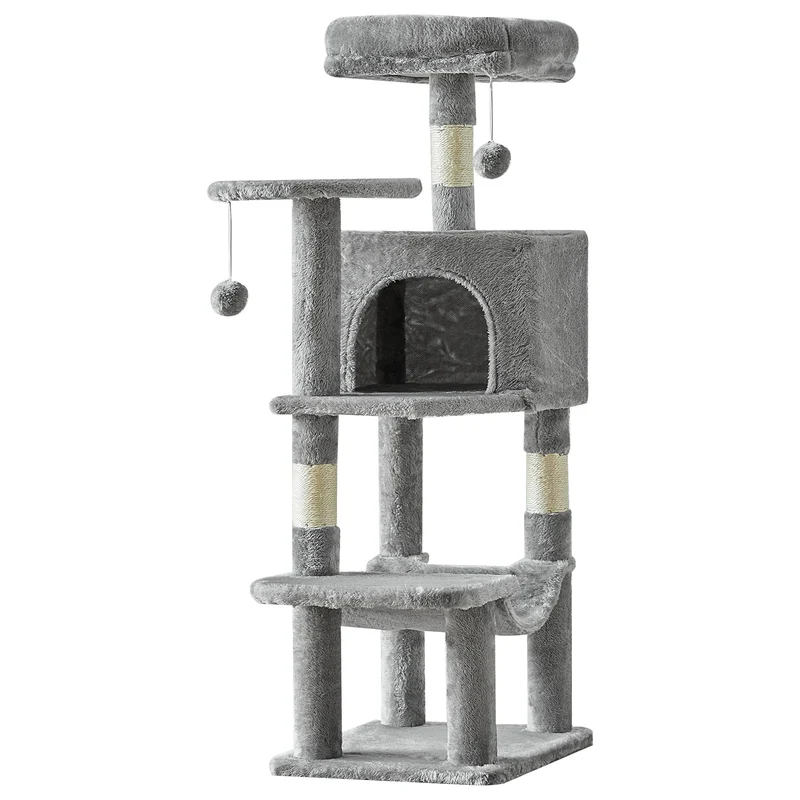 Tiragraffi per Gatti Multi-Livello 112 cm con Cuccia, Amaca, Piattaforme e Tiragraffi in Sisal