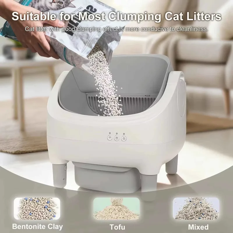 Lettiera Autopulente Intelligente per Gatti con APP WiFi 2.4 GHz, Sensori di Sicurezza e Controllo Smart