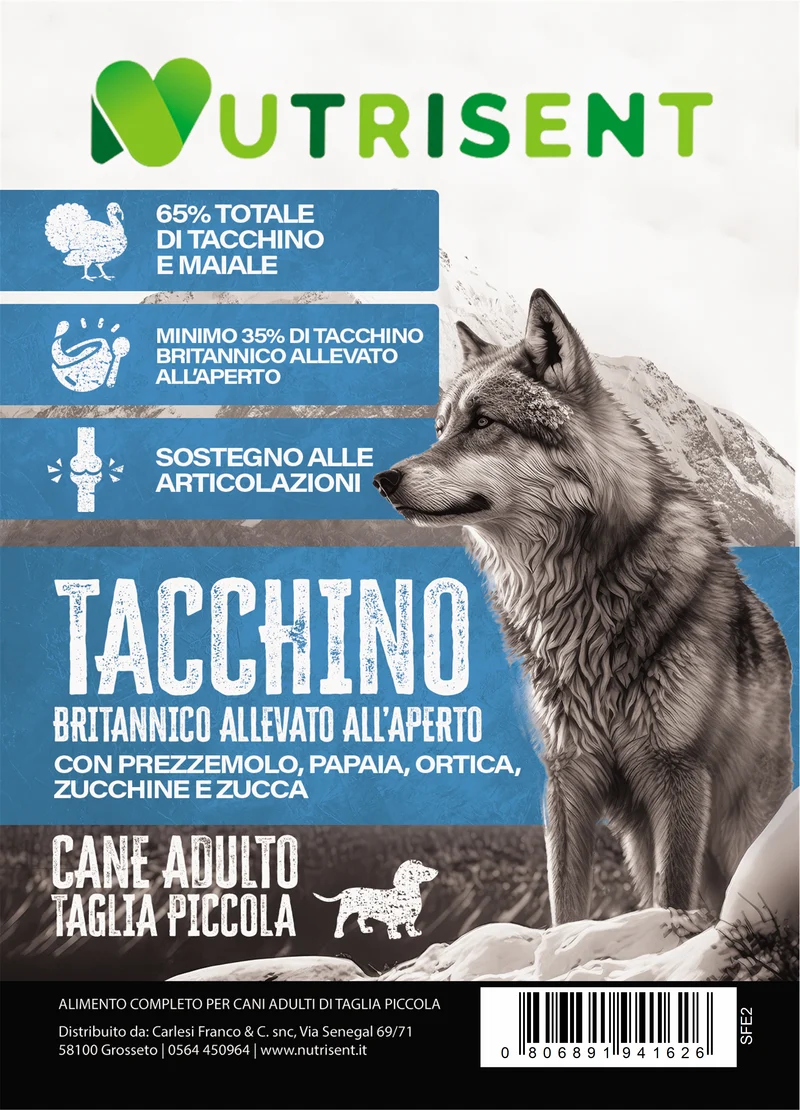 NUTRISENT Cane Adulto Taglia Piccola Cane anziano Tacchino Britannico allevato all’aperto 2KG