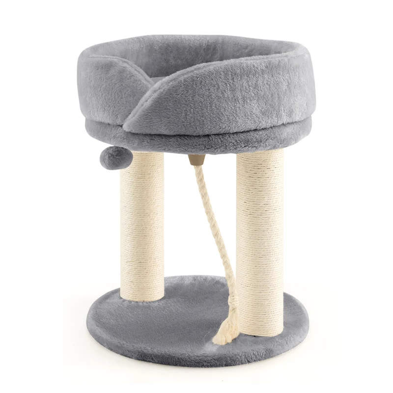 Costway - Albero per Gatti, Torre per Gatti, Tiragraffi per Gatti, Albero del Gatto base imbottita, 43 x 43 x 53 cm, Grigio