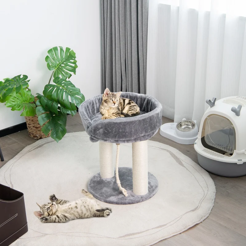 Costway - Albero per Gatti, Torre per Gatti, Tiragraffi per Gatti, Albero del Gatto base imbottita, 43 x 43 x 53 cm, Grigio