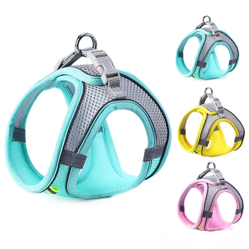 Pettorina Regolabile per Cani e Gatti con Guinzaglio | Set Harness Vest Traspirante Riflettente