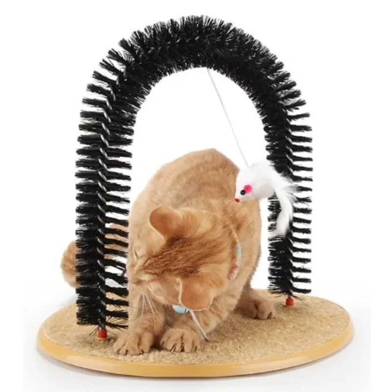Spazzola ad Arco per Gatti con Tiragraffi e Topolino | Cat Arch Self Grooming & Massage Toy