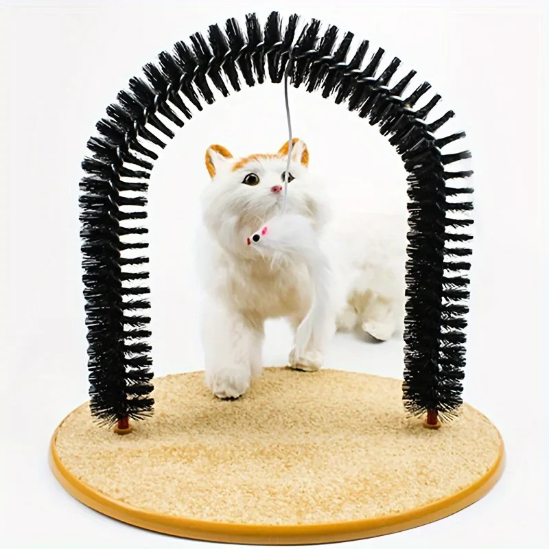 Spazzola ad Arco per Gatti con Tiragraffi e Topolino | Cat Arch Self Grooming & Massage Toy