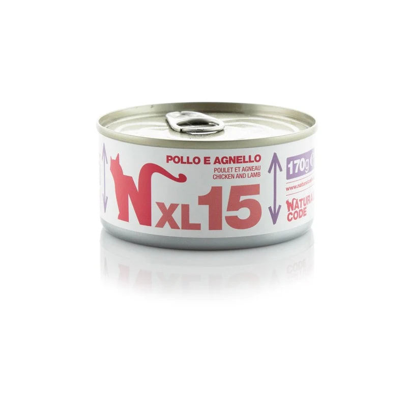 Natural Code XL15 Pollo e Agnello 170 g | Alimento per Gatti Adulti