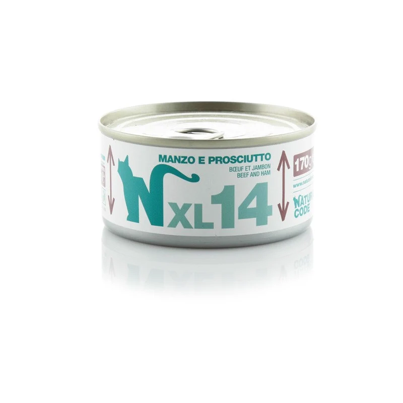 Natural Code XL14 Manzo e Prosciutto 170 g | Alimento per Gatti Adulti