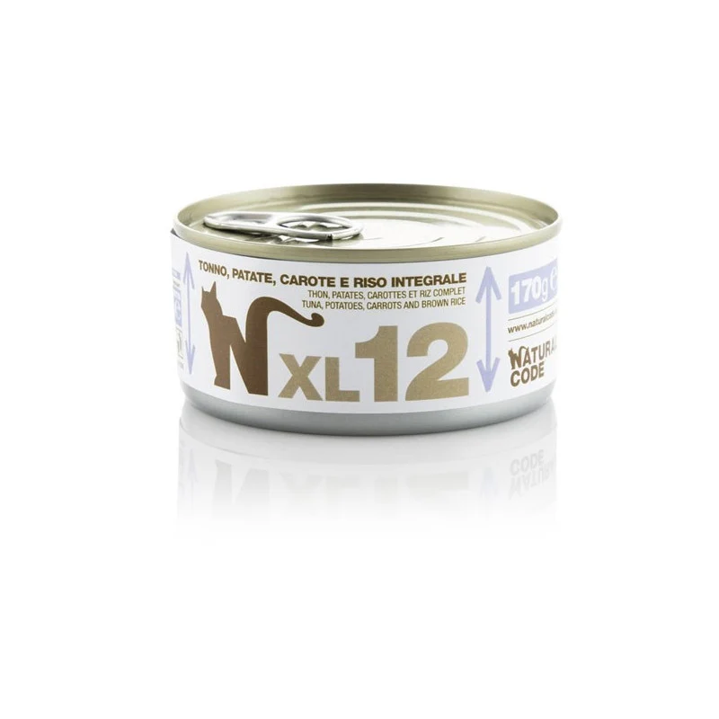Natural Code XL12 Tonno, Patate, Carote e Riso Integrale 170 g | Alimento per Gatti Adulti