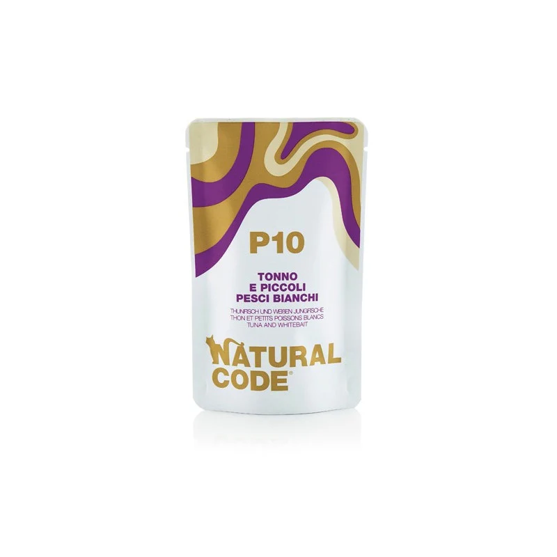 Natural Code P10 Tonno e Piccoli Pesci Bianchi Alimento Umido per Gatti 70 g
